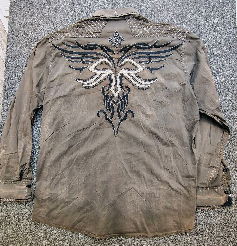 Roar Signature Long Sleeve Men's 2XL Washed Brown Color Embroidered Y2K RareFind